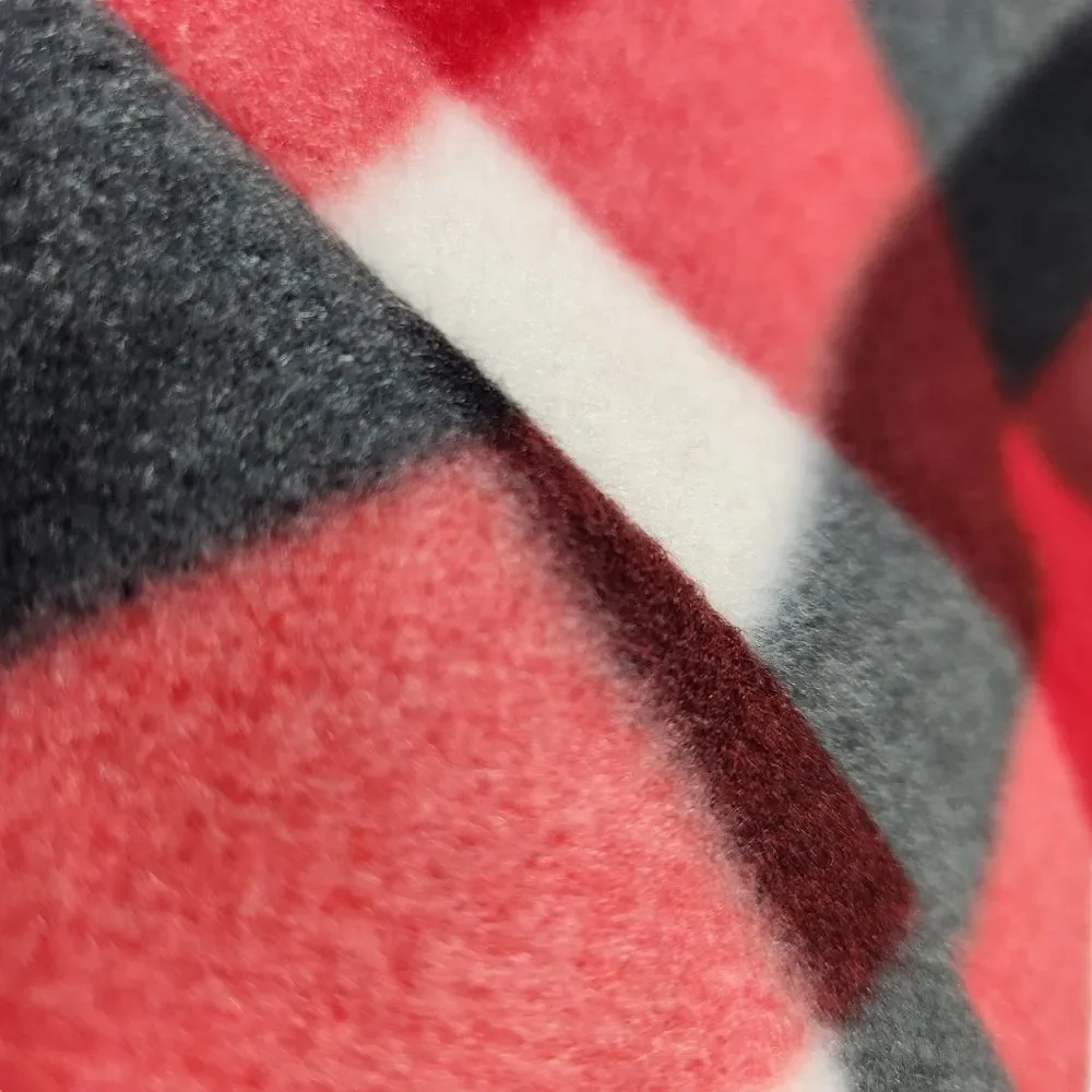 ROK Kid's Fleece Flannel Jacket Buffalo Plaid Heavy Oat Red Black Zip Hood Large